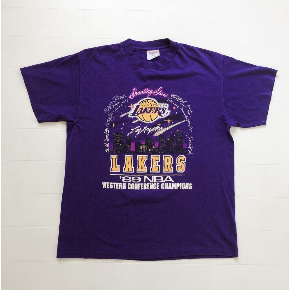 1989 Los Angeles Lakers Shooting Stars Western Conference Champs T-Shirt L